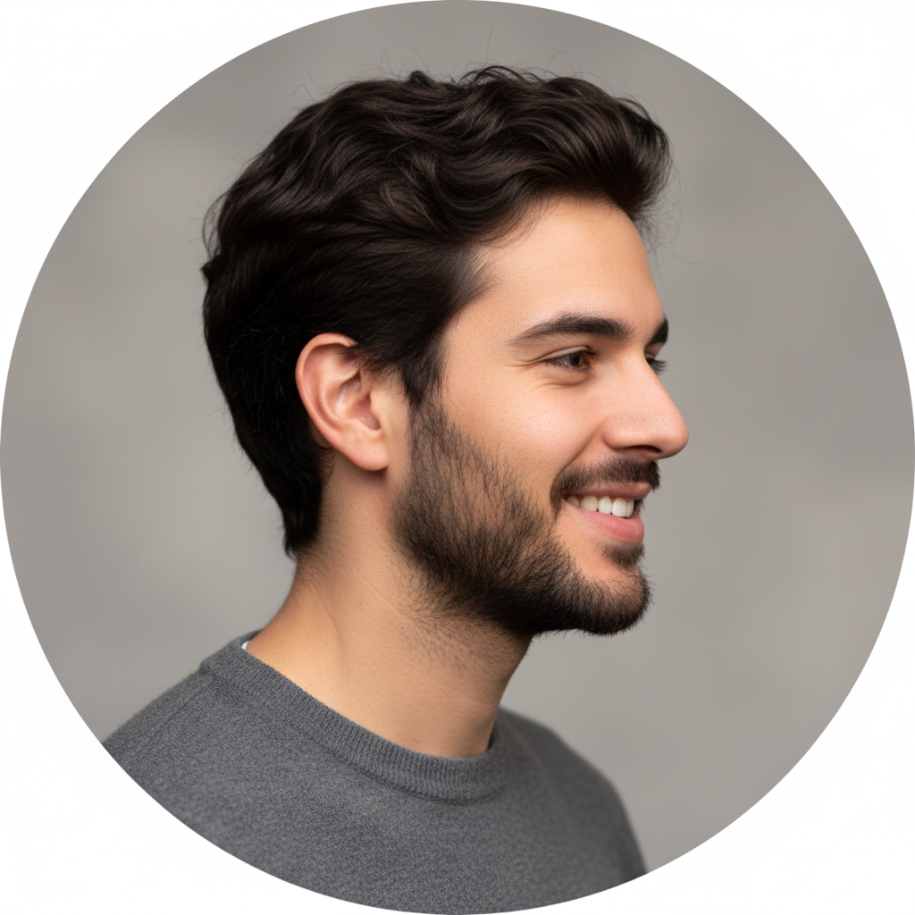 foto de perfil de un chico español joven para Carlos Fernández, estilo realista, fondo neutro